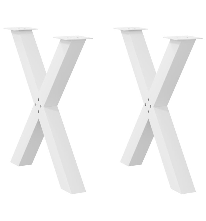 Pieds de table à manger en forme de X, 2 pièces, blanc, 70 x (72-73) cm, acier | Mobilier & Déco