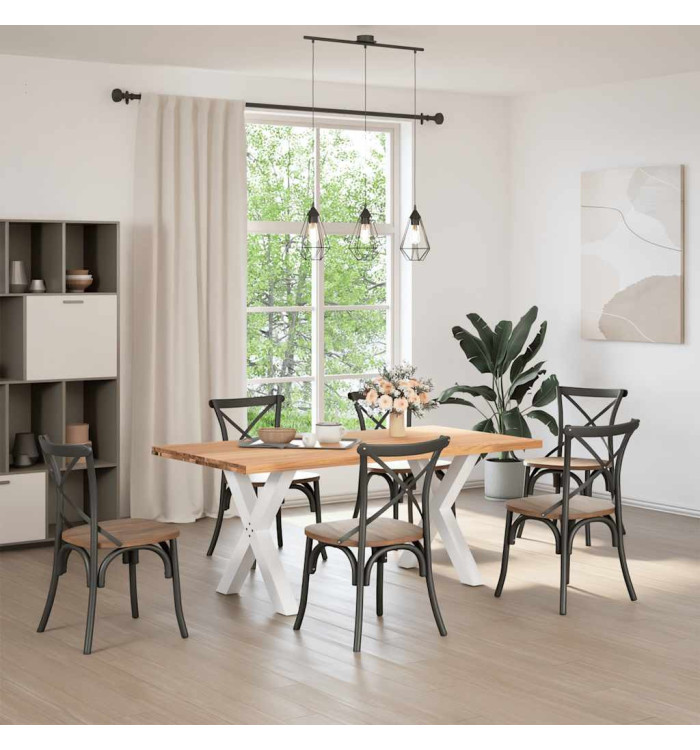 Table à manger marron clair bois de chêne massif rectangulaire | Mobilier & Déco