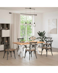 Table à manger marron clair bois de chêne massif rectangulaire | Mobilier & Déco