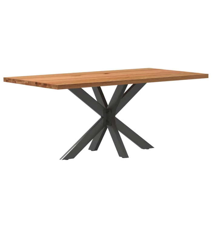 Table à manger marron clair bois de chêne massif rectangulaire | Mobilier & Déco