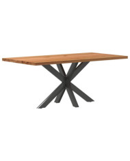 Table à manger marron clair bois de chêne massif rectangulaire | Mobilier & Déco