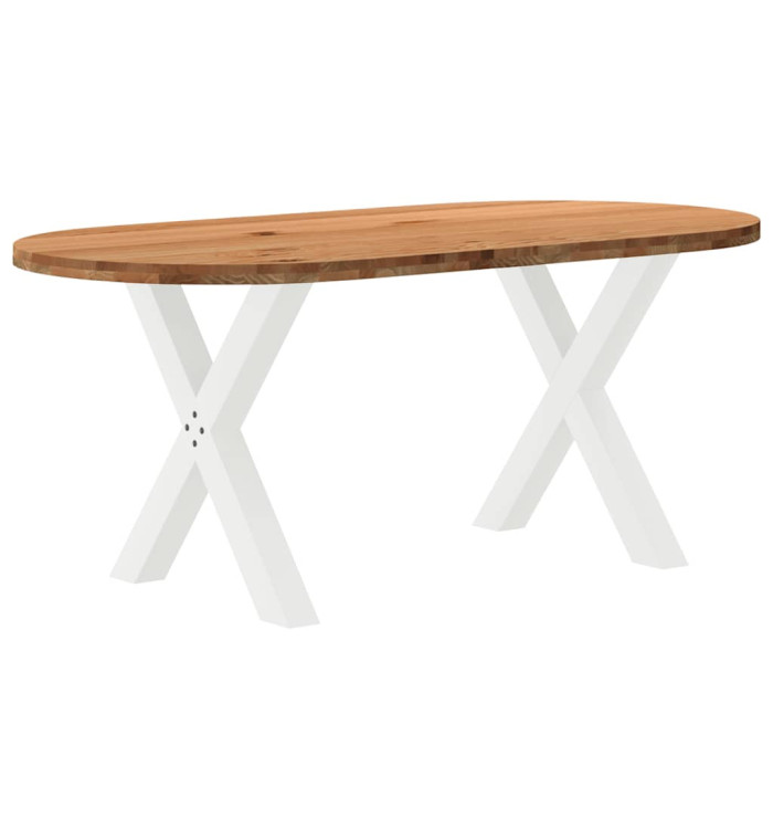 Table à manger marron clair bois de chêne massif ovale | Mobilier & Déco