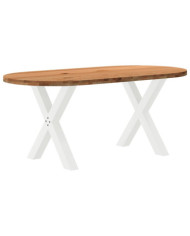 Table à manger marron clair bois de chêne massif ovale | Mobilier & Déco