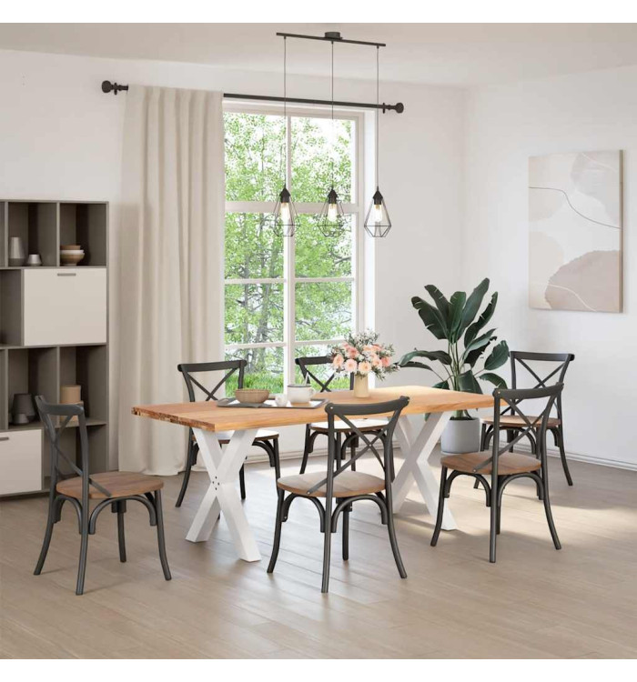 Table à manger marron clair bois de chêne massif rectangulaire | Mobilier & Déco