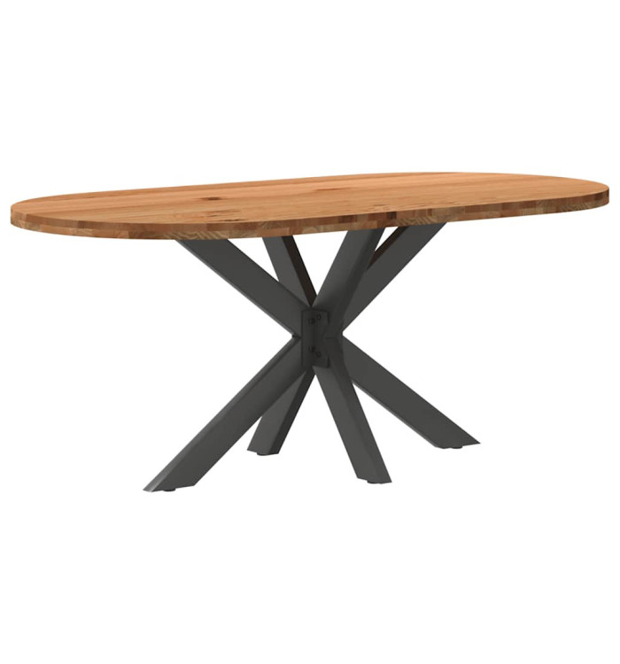 Table à manger marron clair bois de chêne massif ovale | Mobilier & Déco