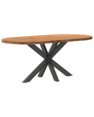 Table à manger marron clair bois de chêne massif ovale | Mobilier & Déco