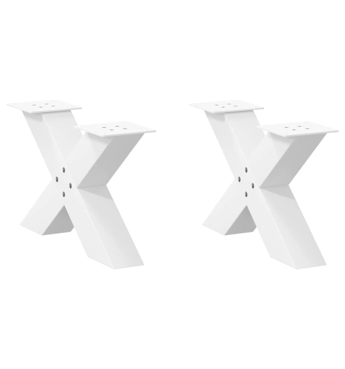 Pieds de table basse en forme de X, 2 pièces, blanc, 50 x (30-31) cm, acier | Mobilier & Déco