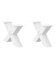 Pieds de table basse en forme de X, 2 pièces, blanc, 50 x (30-31) cm, acier | Mobilier & Déco