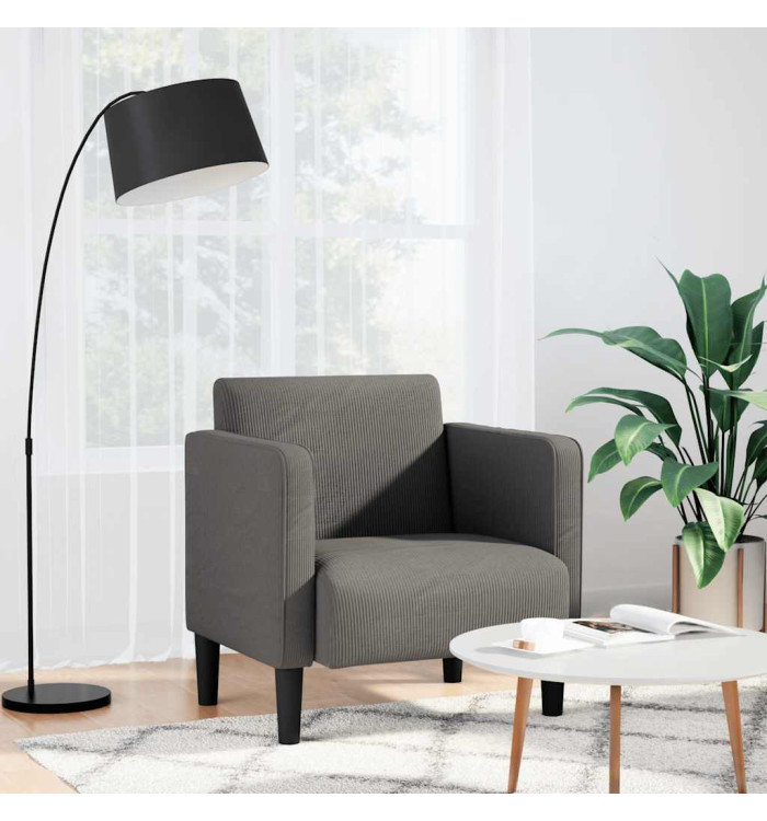 Canapé-chaise accoudoirs gris clair 54 cm tissu velours côtelé | Mobilier & Déco