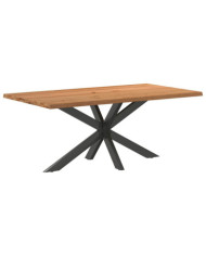 Table à manger marron clair bois de chêne massif rectangulaire | Mobilier & Déco