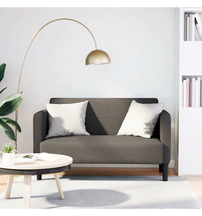 Canapé causeuse gris clair 109 cm tissu velours côtelé | Mobilier & Déco