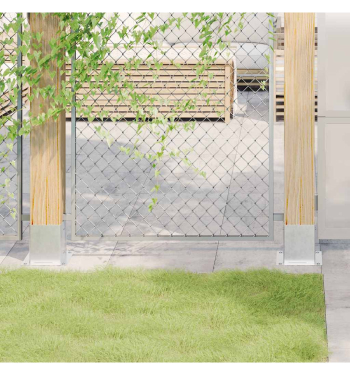 Bases de poteau carrées 12pcs argent 121x121 mm acier galvanisé | Mobilier & Déco