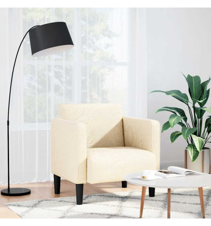 Canapé-chaise accoudoirs crème 54 cm tissu velours côtelé | Mobilier & Déco