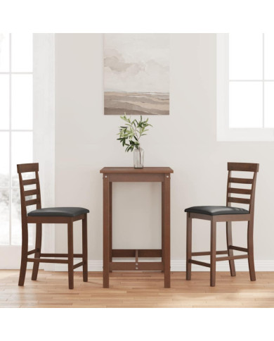 Tabourets de bar avec coussins 2 pcs marron bois massif d'hévéa | Mobilier & Déco