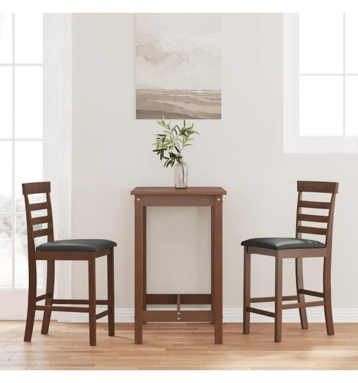 Tabourets de bar avec coussins 2 pcs marron bois massif d'hévéa | Mobilier & Déco