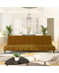 Canapé-lit à 2 places marron velours | Mobilier & Déco