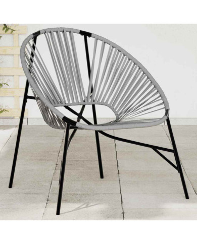 Chaise œuf de jardin noir et gris clair résine tressée | Mobilier & Déco
