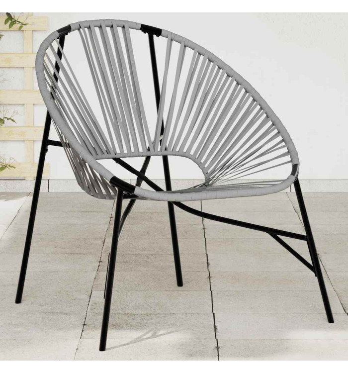 Chaise œuf de jardin noir et gris clair résine tressée | Mobilier & Déco
