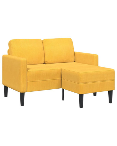 Canapé 2 places avec méridienne en L jaune clair 125 cm Lin | Mobilier & Déco