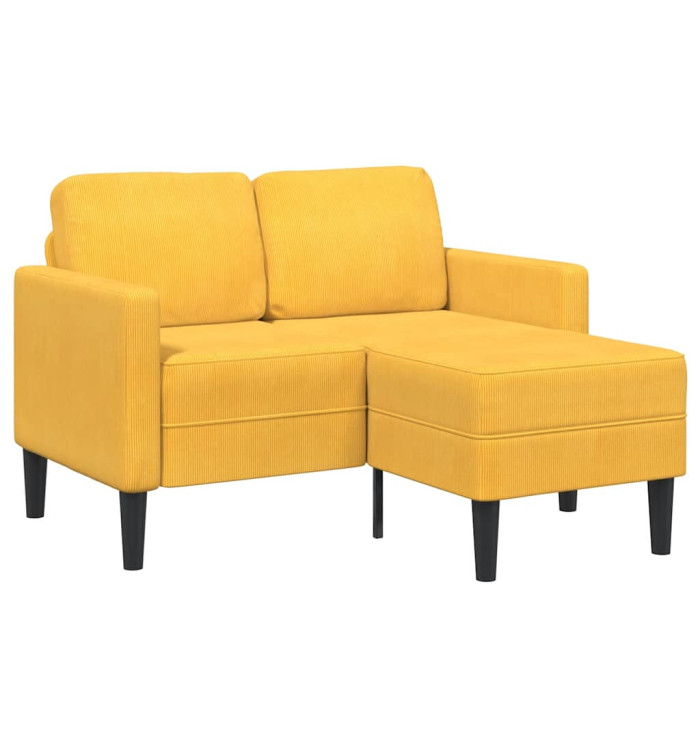 Canapé 2 places avec méridienne en L jaune clair 125 cm Lin | Mobilier & Déco