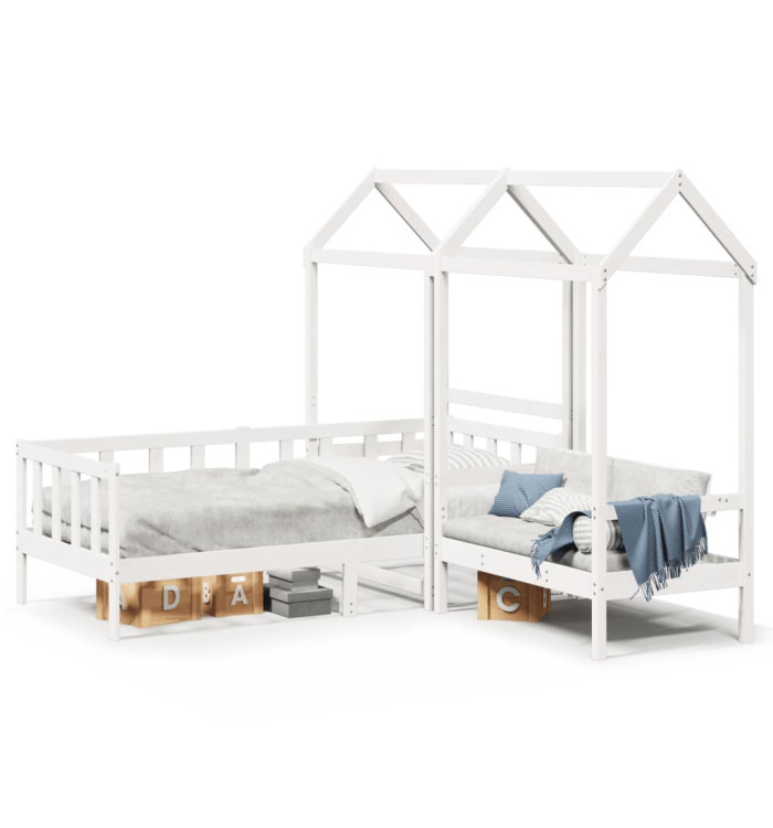 Ensemble de lit de jour et de banc et toit sans matelas blanc | Mobilier & Déco
