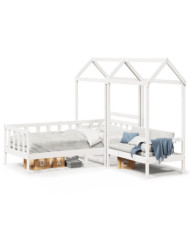 Ensemble de lit de jour et de banc et toit sans matelas blanc | Mobilier & Déco