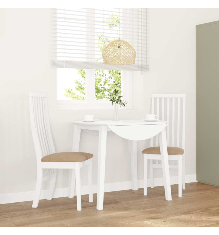 Chaises à manger coussins 2 pcs blanc bois massif caoutchouc | Mobilier & Déco