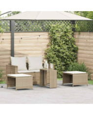 Salon de jardin 5 pcs avec coussins empilable beige polyrotin | Mobilier & Déco