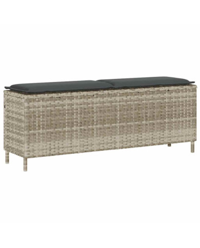 Banc de jardin coussin gris clair 110x30x40,5 cm résine tressée | Mobilier & Déco