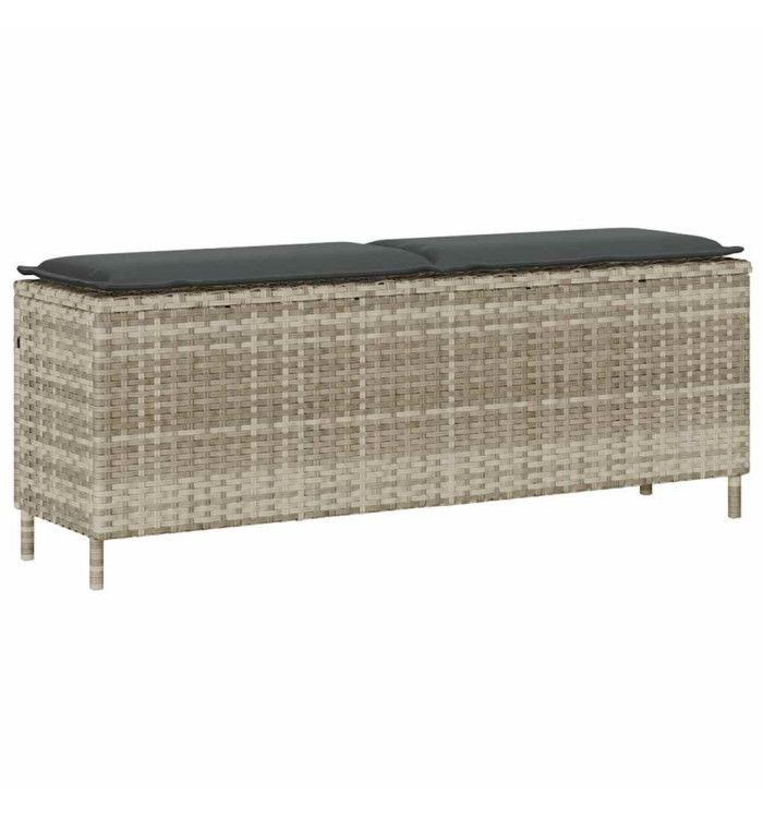 Banc de jardin coussin gris clair 110x30x40,5 cm résine tressée | Mobilier & Déco