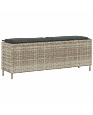 Banc de jardin coussin gris clair 110x30x40,5 cm résine tressée | Mobilier & Déco