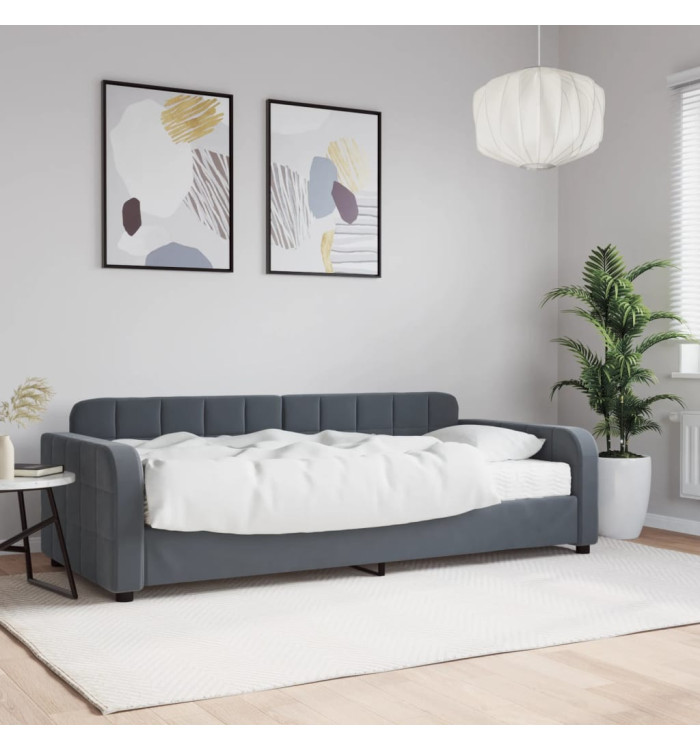 Lit de jour avec matelas gris foncé 90x190 cm velours | Mobilier & Déco