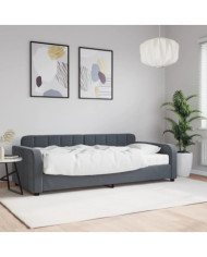 Lit de jour avec matelas gris foncé 90x190 cm velours | Mobilier & Déco
