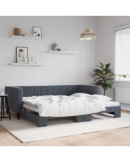 Lit de jour avec gigogne sans matelas gris foncé 90x190 cm | Mobilier & Déco