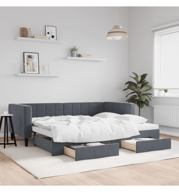 Lit de jour avec gigogne et tiroirs sans matelas 90x190 cm | Mobilier & Déco