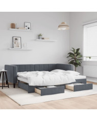 Lit de jour avec gigogne et tiroirs sans matelas 90x190 cm | Mobilier & Déco