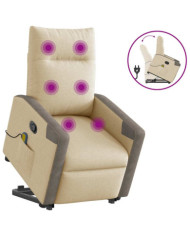 Fauteuil inclinable de massage Crème Tissu | Mobilier & Déco