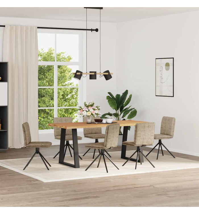 Chaises à manger lot de 6 gris clair similicuir daim | Mobilier & Déco