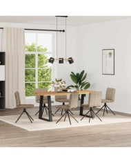 Chaises à manger lot de 6 gris clair similicuir daim | Mobilier & Déco