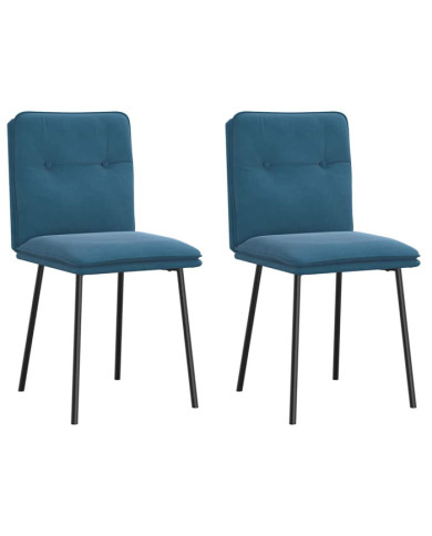 Chaises à manger lot de 2 Bleu Velours | Mobilier & Déco