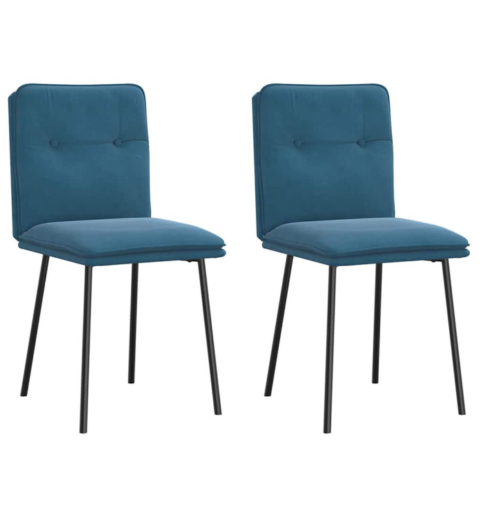 Chaises à manger lot de 2 Bleu Velours | Mobilier & Déco