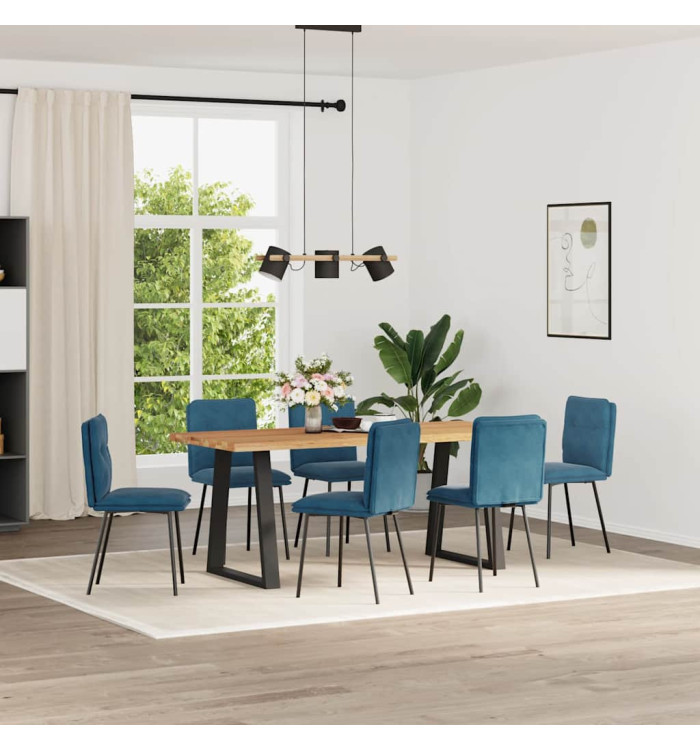 Chaises à manger lot de 6 bleu velours | Mobilier & Déco