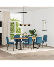 Chaises à manger lot de 6 bleu velours | Mobilier & Déco