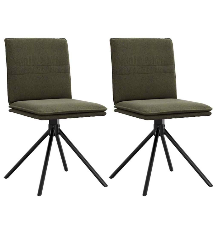 Chaise à manger vert armée similicuir daim | Mobilier & Déco