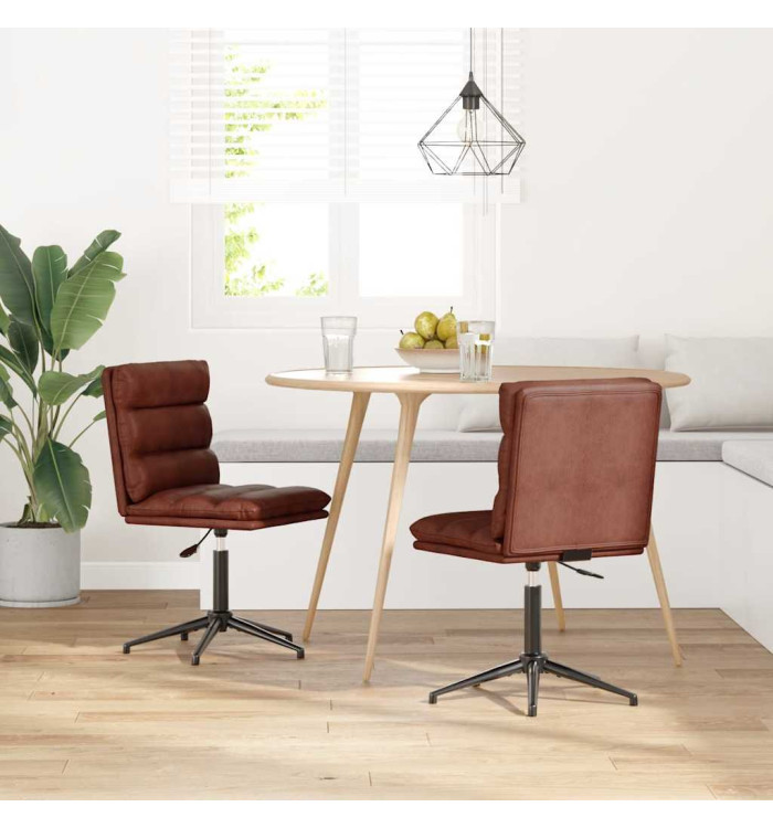 Chaises à manger lot de 2 marron brillant similicuir | Mobilier & Déco