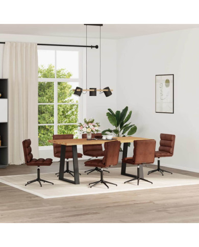 Chaises à manger lot de 6 marron brillant similicuir | Mobilier & Déco