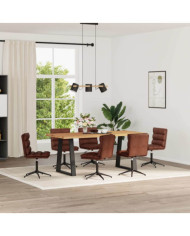 Chaises à manger lot de 6 marron brillant similicuir | Mobilier & Déco