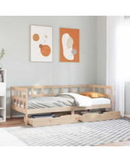 Lit de jour avec tiroirs sans matelas 90x190 cm bois massif | Mobilier & Déco