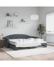 Lit de jour avec gigogne sans matelas gris foncé 90x190 cm | Mobilier & Déco