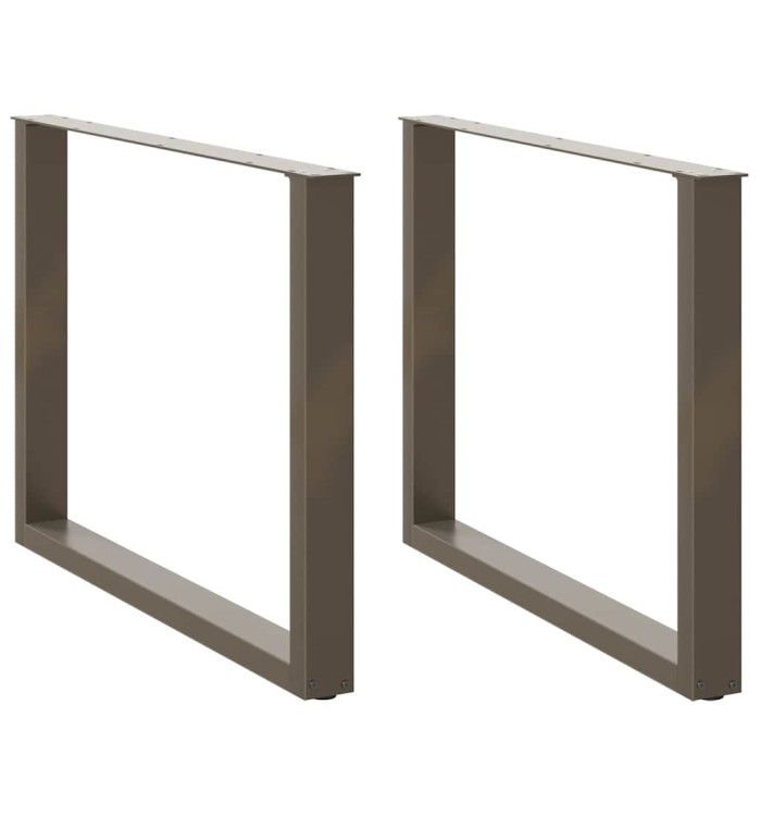 Pieds de table à manger en forme de U, 2 pièces, acier naturel, 100 x (72-73) cm | Mobilier & Déco